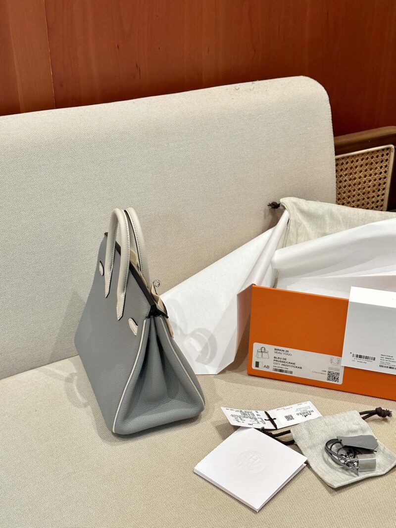 Hermès Birkin 25 Blue De Presse, Craie Togo Palladium Hardware - Image 4