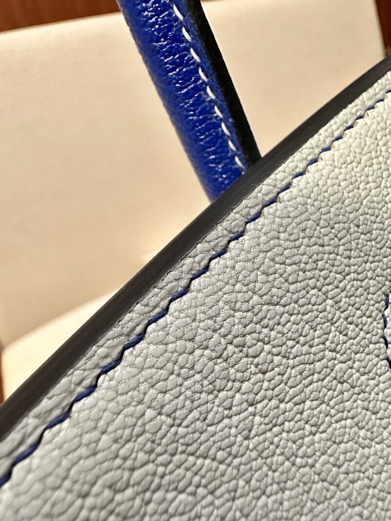 Hermès Birkin 30 Gris Pearl, Blue Electric Chevre Palladium Hardware