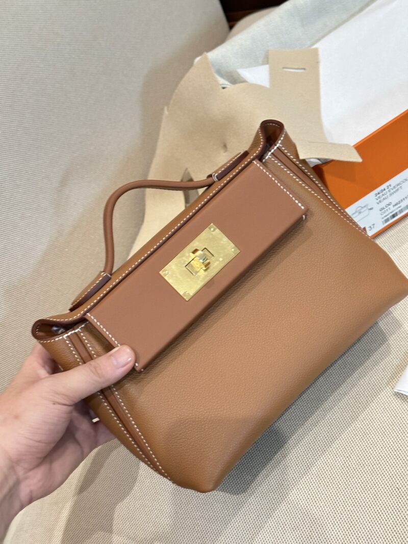 Hermès Mini Kelly 2424 Evercolor & Swift Gold Gold Hardware - Image 10