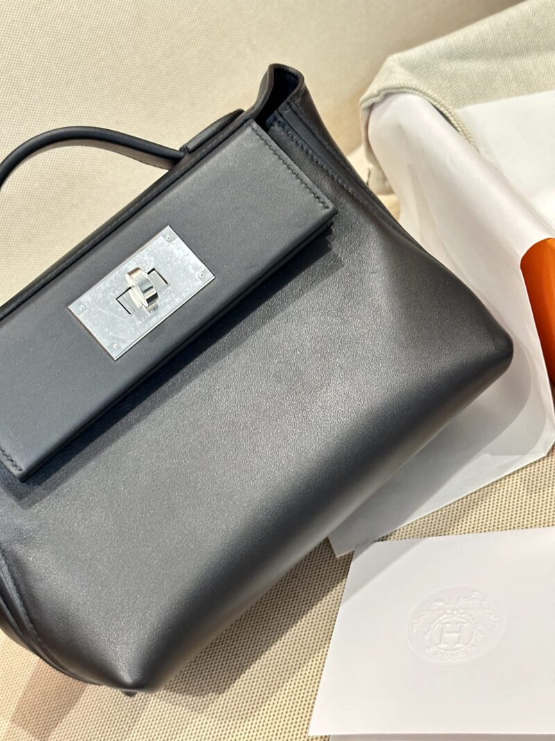 Hermès Mini Kelly 2424 Volupto & Swift Noir Silver Hardware - Image 7
