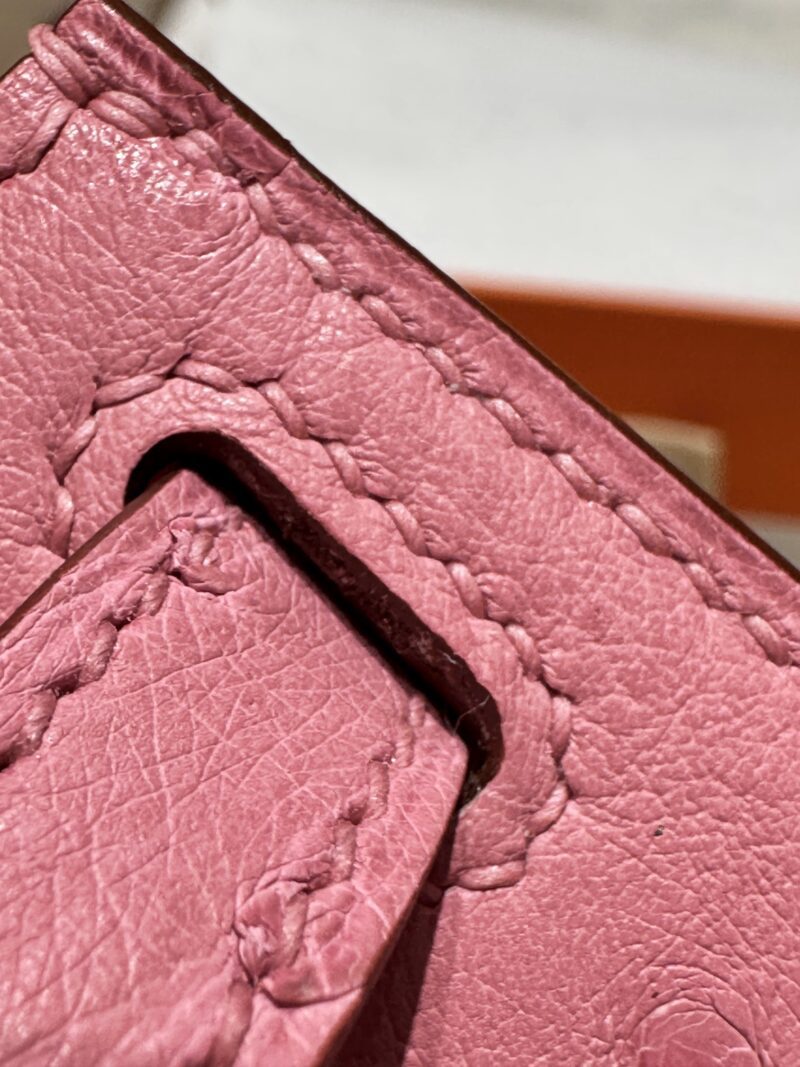 Hermès Mini Kelly Ostrich Rose Bubble Silver Hardware - Image 21
