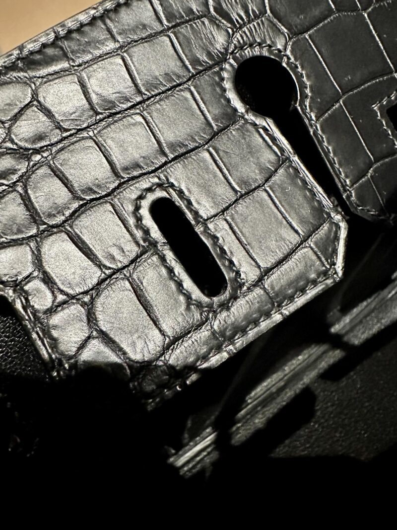 Hermès Birkin 25 Noir Matte Alligator Palladium Hardware - Image 15