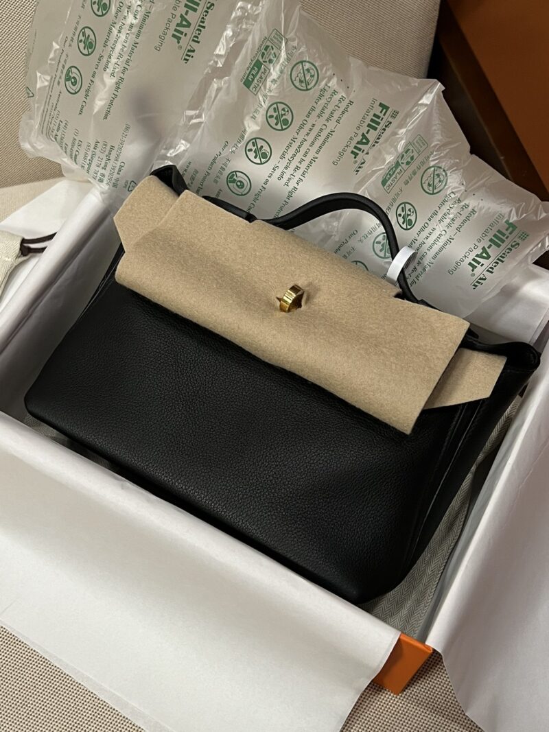 Hermès Mini Kelly 2424 Evercolor & Swift Noir Silver Hardware - Image 2