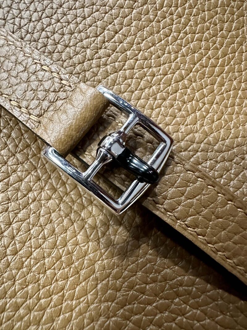 Hermès Halzan 25 Clemence Alezan & Biscuit Silver Hardware - Image 8