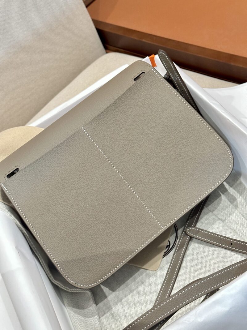 Hermès Halzan 25 Evercolor Etoupe Silver Hardware - Image 7
