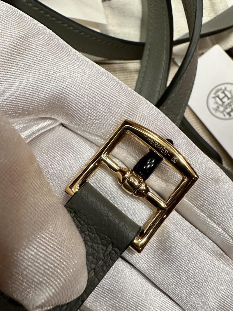 Hermès Halzan 25 Evercolor Gris Meyer Silver Hardware - Image 6