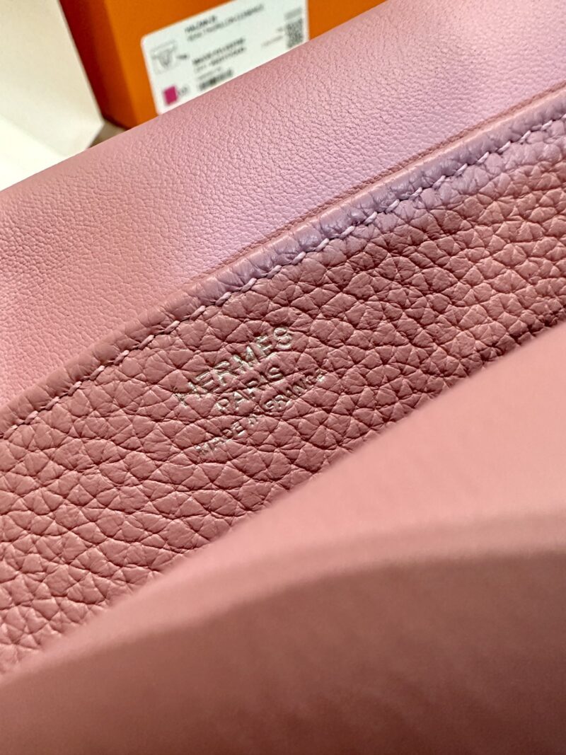 Hermès Halzan 25 Taurillon Clemence & Swift Mauve Sylvestre Silver Hardware - Image 8