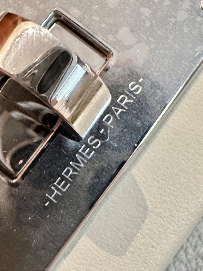 Hermès Mini Kelly 2424 Evercolor & Swift Beton Silver Hardware - Image 8