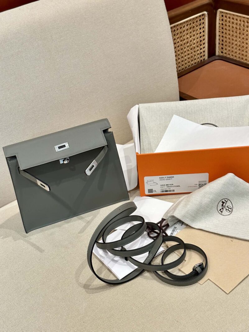 Hermès Kelly Danse Swift Gris Meyer Silver Hardware - Image 4