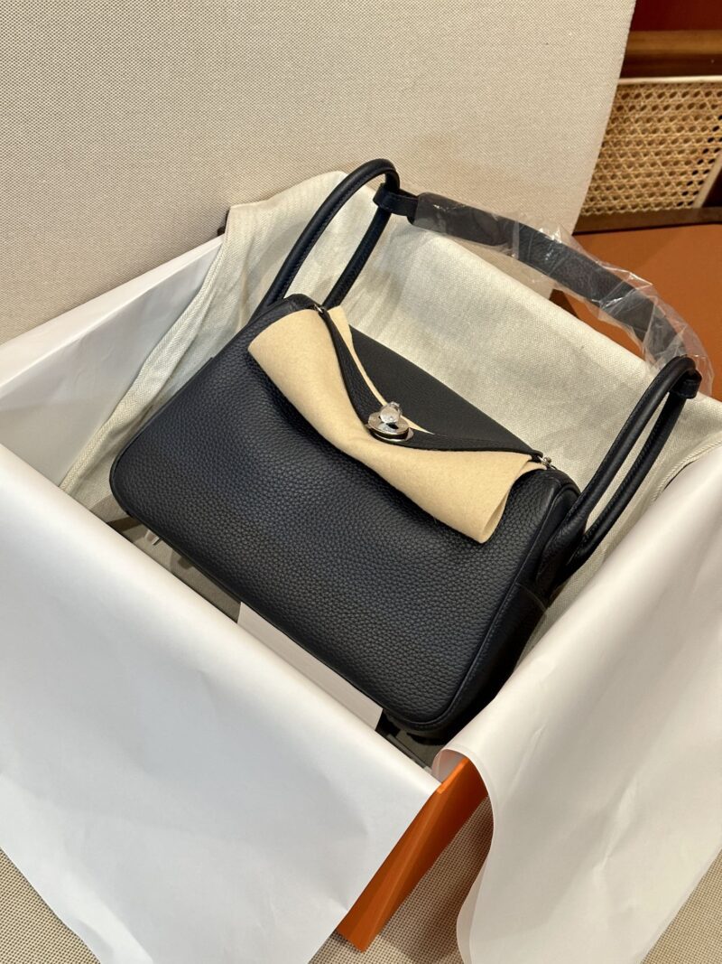 Hermès Lindy 26 Clemence Blue Nuit Silver Hardware