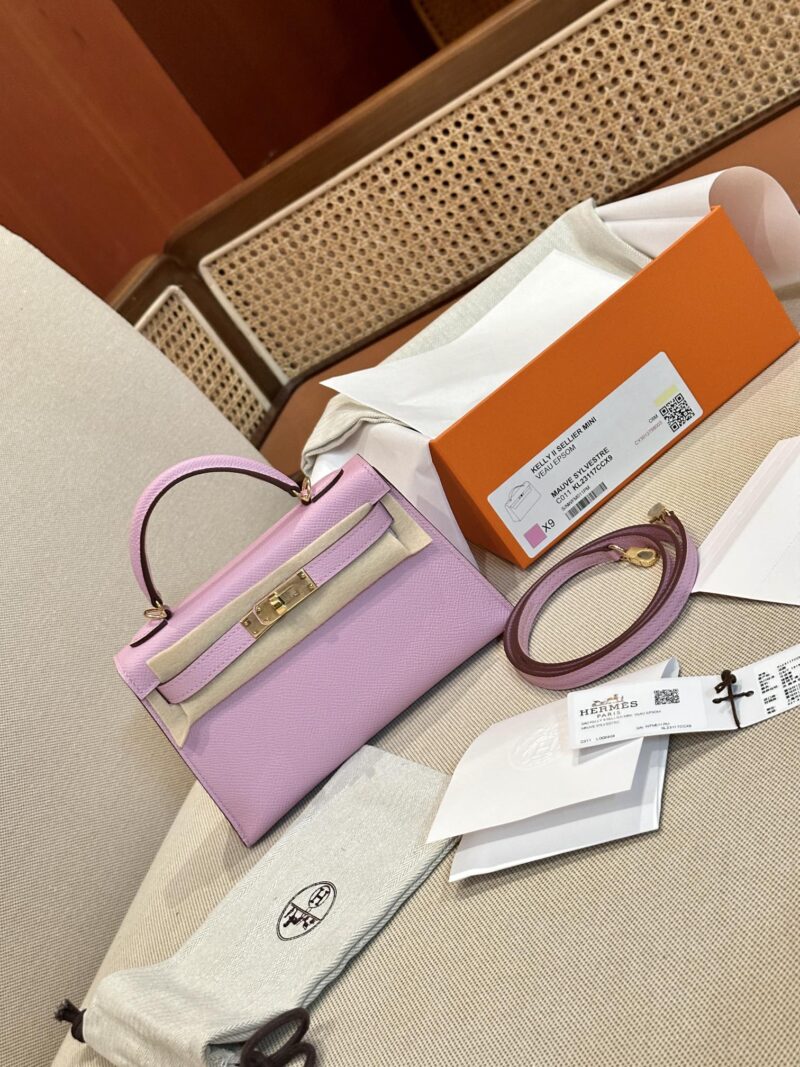 Hermès Mini Kelly 19 Epsom Mauve Sylvestre Gold Hardware - Image 2