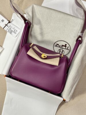 Hermès Mini Lindy 19 Swift Anemone Gold Hardware