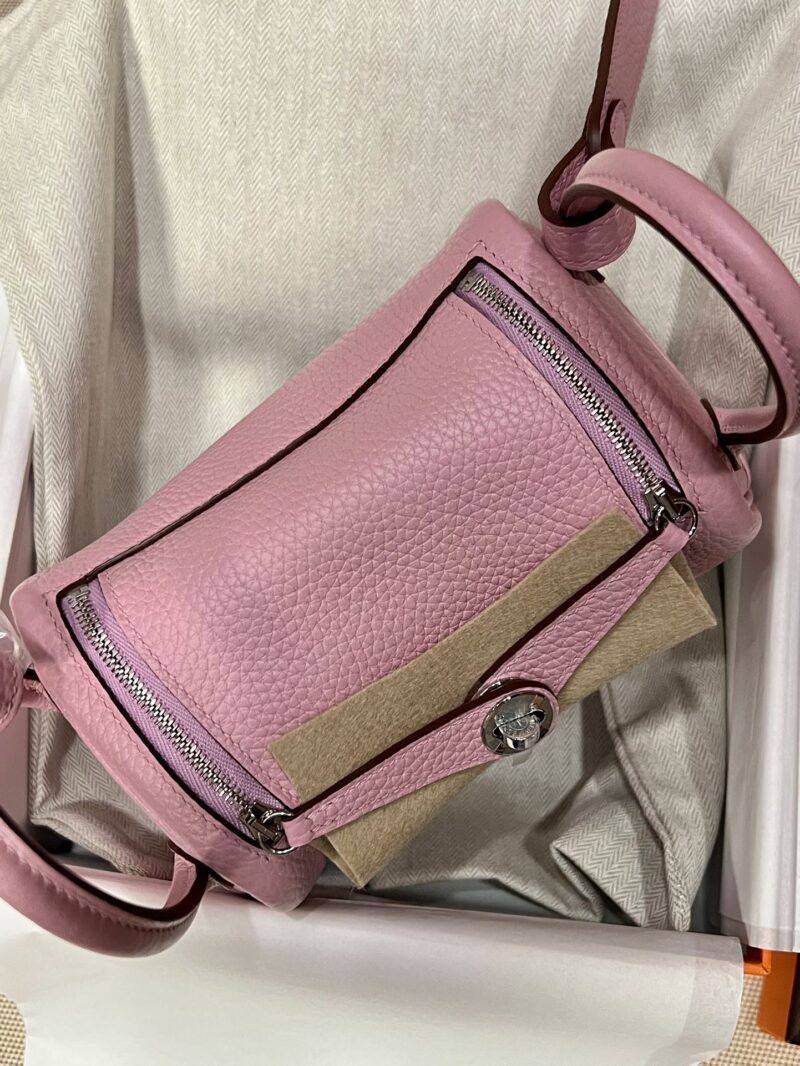 Hermès Mini Lindy 20 Taurillon Clemence Mauve Sylvestre Silver Hardware - Image 3