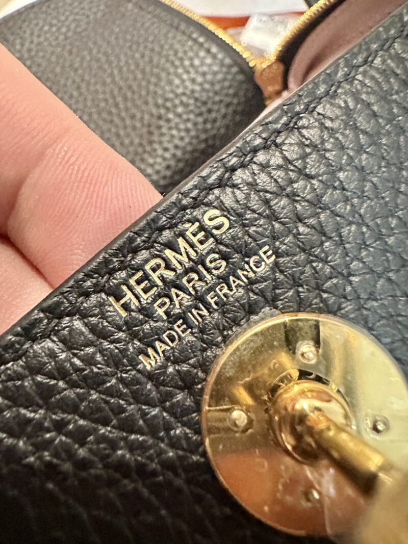 Hermès Mini Lindy 19 Taurillon Clemence Noir & Mauve Sylvestre Gold Hardware - Image 6