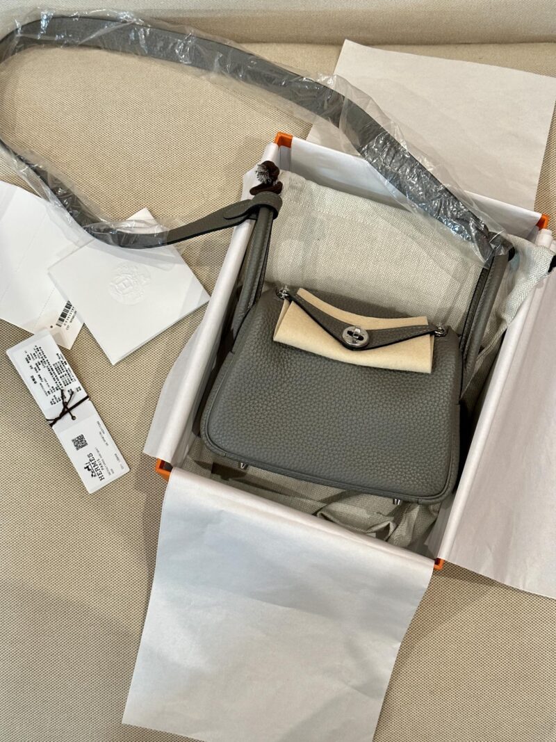 Hermès Mini Lindy 20 Taurillon Clemence Gris Meyer Silver Hardware