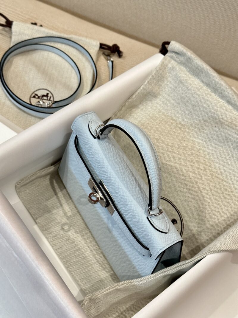 Hermès Mini Kelly 19 Epsom Blue Brume Silver Hardware - Image 3