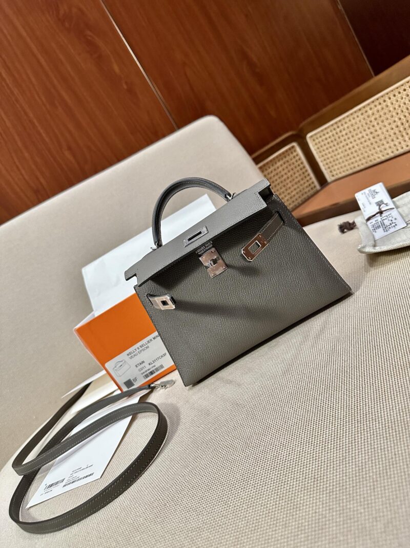 Hermès Mini Kelly 19 Epsom Etain Silver Hardware
