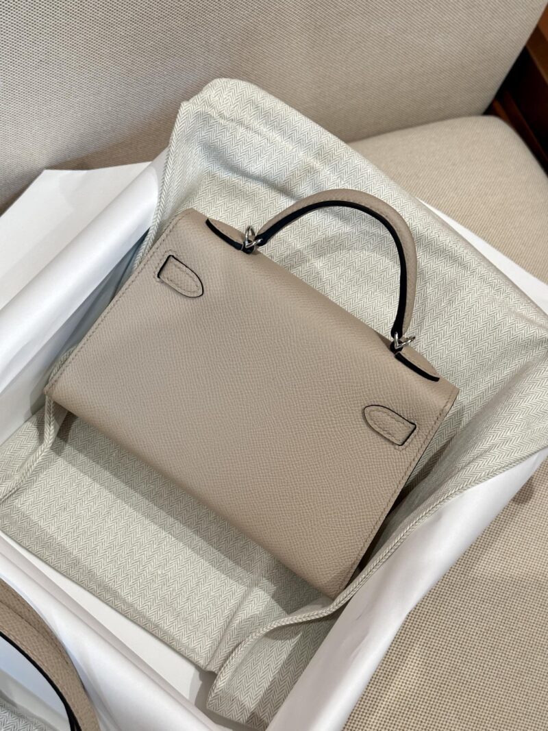 Hermès Mini Kelly 19 Epsom Gris Trench Silver Hardware - Image 7
