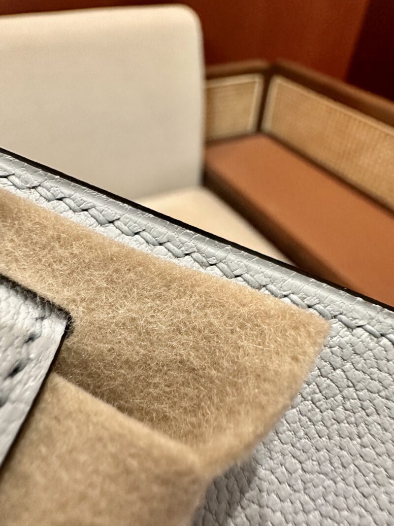 Hermès Mini Kelly Chevre Blue Pale Silver Hardware - Image 12