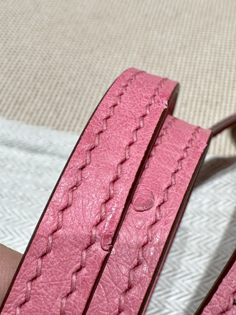 Hermès Mini Kelly Ostrich Rose Bubble Silver Hardware - Image 13