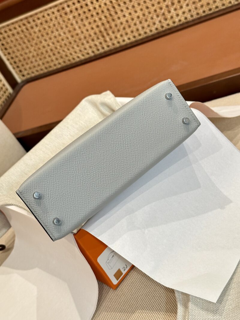 Hermès Mini Kelly 19 Epsom Blue Glacier Silver Hardware - Image 6