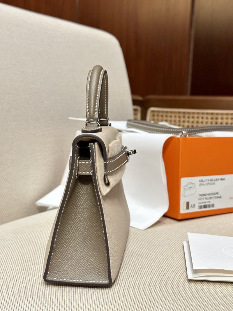 Hermès Mini Kelly 19 Epsom Gris Trench & Etoupe Silver Hardware - Image 5