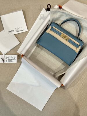 Hermès Mini Kelly 19 Epsom New Blue Jean Gold Hardware