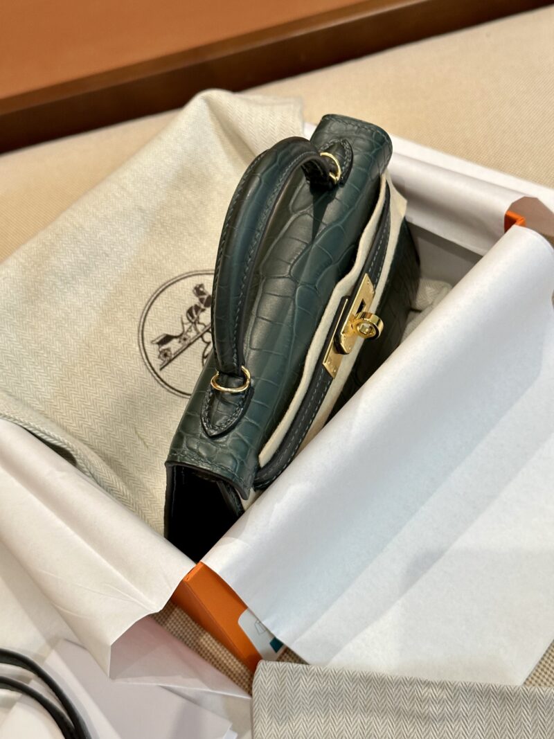 Hermès Mini Kelly Alligator Vert Cypres Gold Hardware