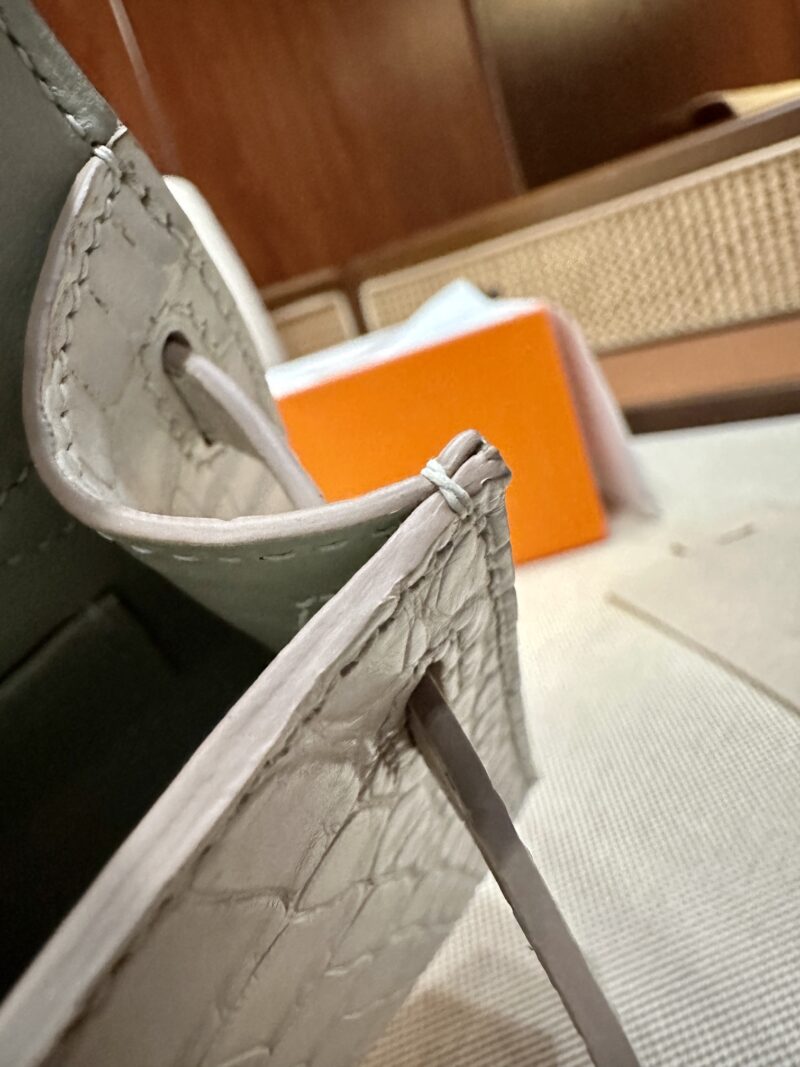 Hermès Mini Kelly Matte Alligator Beton Silver Hardware - Image 18