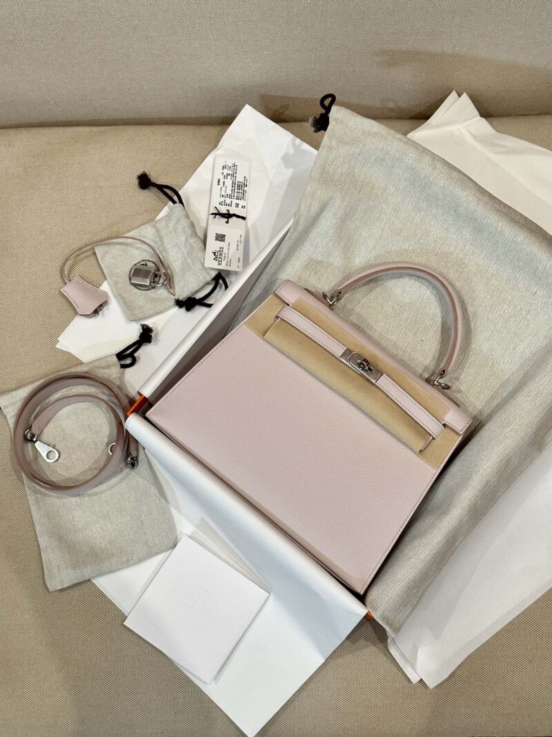 Hermès Kelly 25 Epsom Mauve Silver Hardware