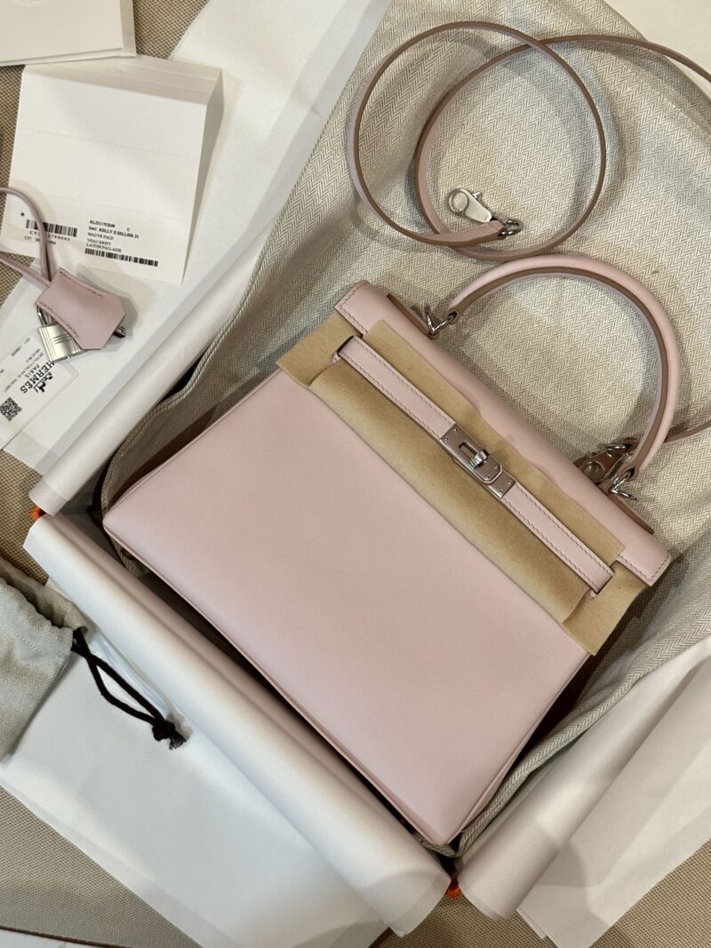 Hermès Kelly 25 Swift Mauve Silver Hardware