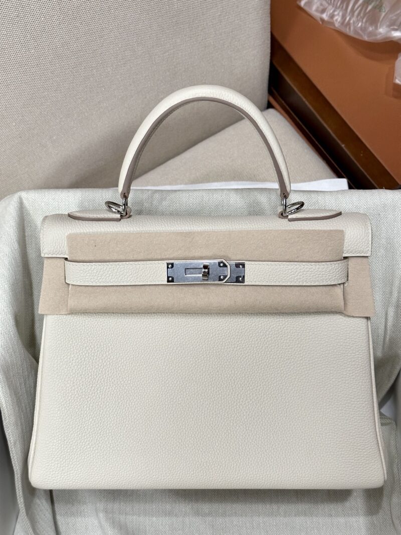 Hermès Kelly 28 Togo Craie Silver Hardware - Image 2