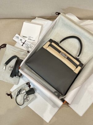 Hermès Kelly 25 Epsom Graphite Silver Hardware