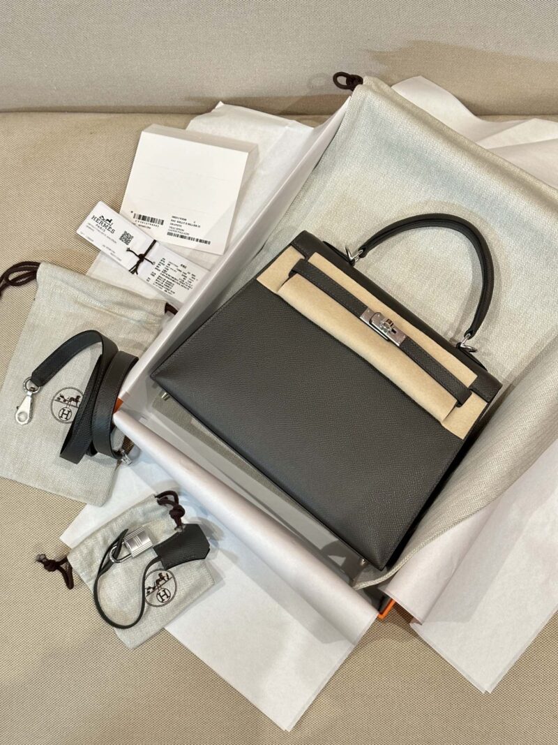 Hermès Kelly 25 Epsom Graphite Silver Hardware