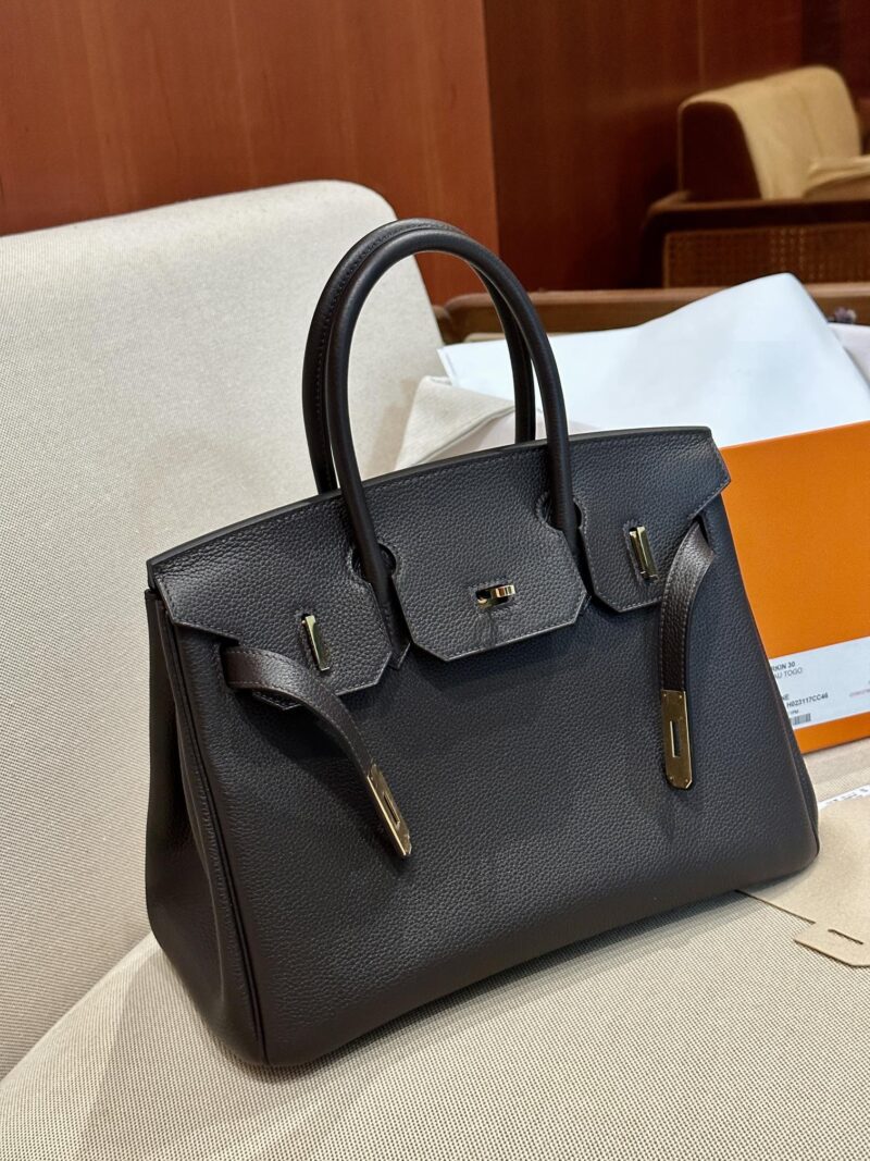 Hermès Birkin 30 Ebene, Gold Togo Gold Hardware - Image 4