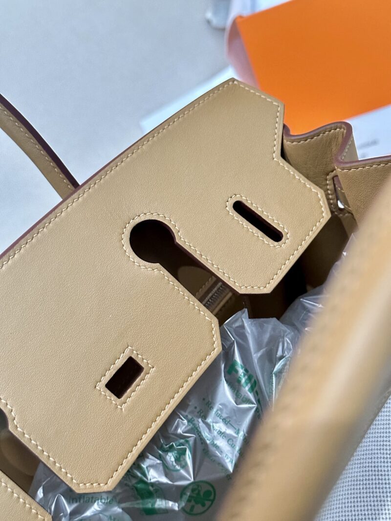 Hermès Birkin 30 Biscuit, Canvas Beige Togo Palladium Hardware - Image 6