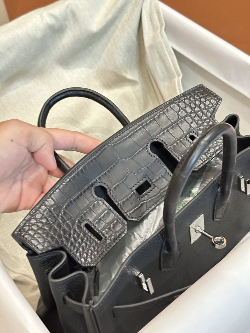 Hermès Birkin 25 Noir, Silver Touch Palladium Hardware - Image 3