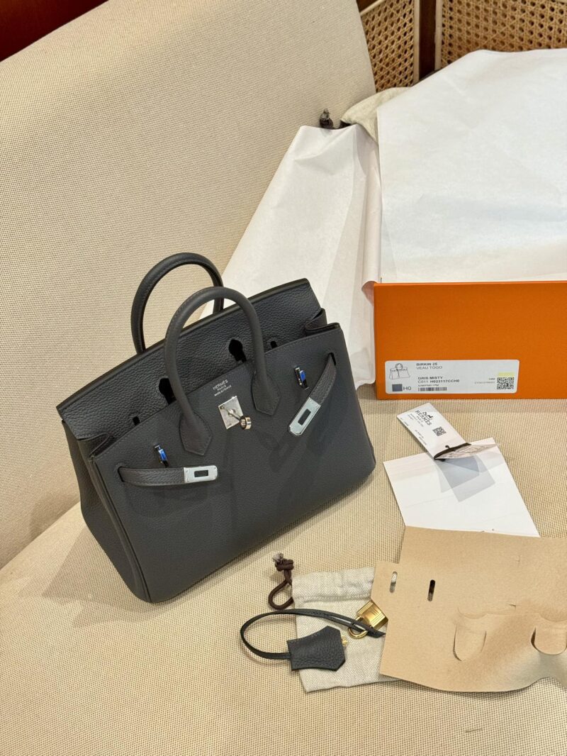 Hermès Birkin 25 Gris Misty, Silver Togo Palladium Hardware - Image 4