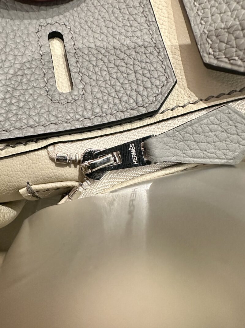 Hermès Birkin 25 Blue De Presse, Craie Togo Palladium Hardware - Image 10