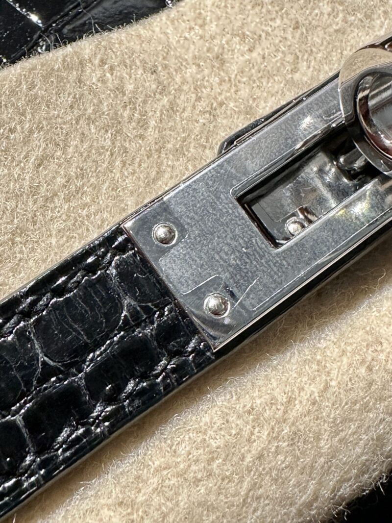 Hermès Birkin 25 Noir Shiny Crocodile Palladium Hardware - Image 7