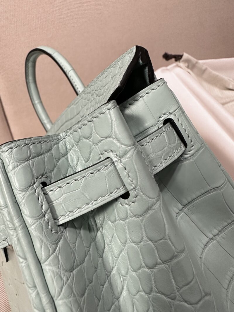 Hermès Birkin 25 Vert D'eau Matte Crocodile Gold Hardware - Image 9