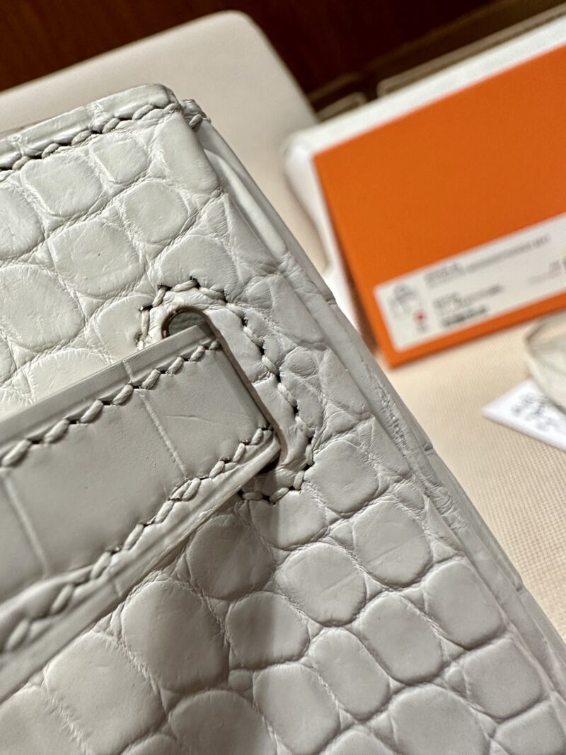 Hermès Birkin 25 Beton Matte Crocodile Gold Hardware - Image 13