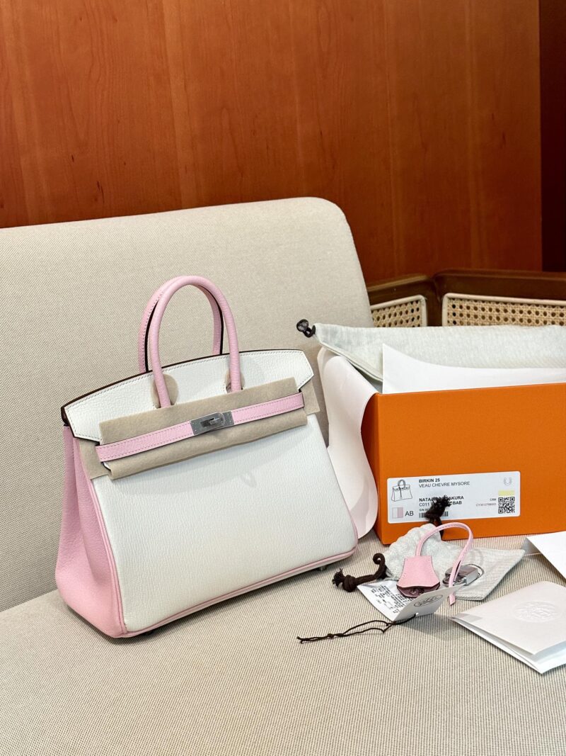 Hermès Birkin 25 Nata, Rose Sakura Chevre Palladium Hardware - Image 4