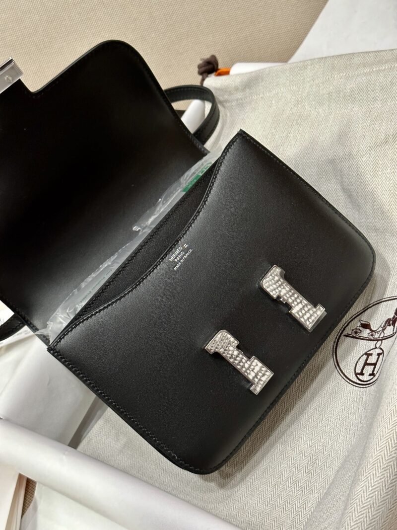 Hermès Constance 19 Noir, Lizard Buckle Swift Palladium Hardware - Image 6
