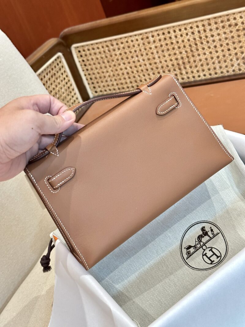 Hermès Kelly Pochette Gold, Silver Swift Palladium Hardware