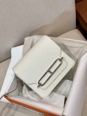 Hermès Roulis 19 Evercolor Mushroom & Biscuit Silver Hardware