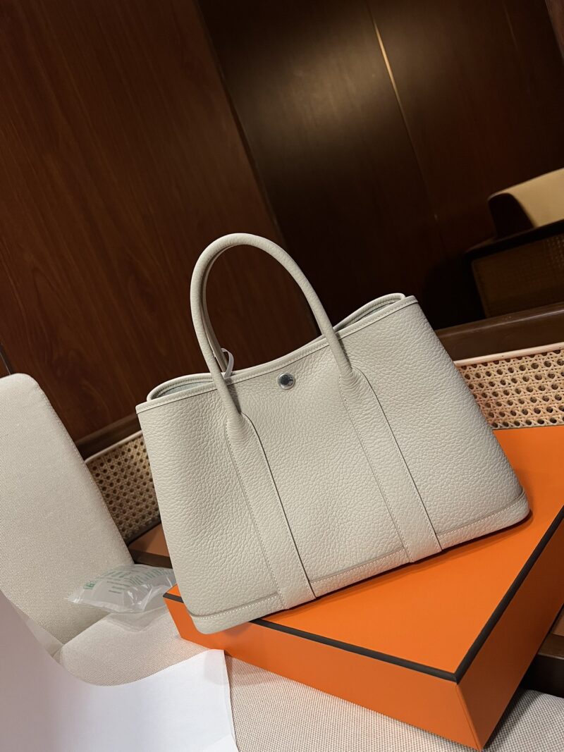 Hermès Garden Party 30 Country Leather Craie Silver Hardware - Image 3