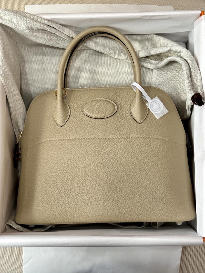 Hermès Bolide 31 Taurillon Clemence Gris Trench Gold Hardware