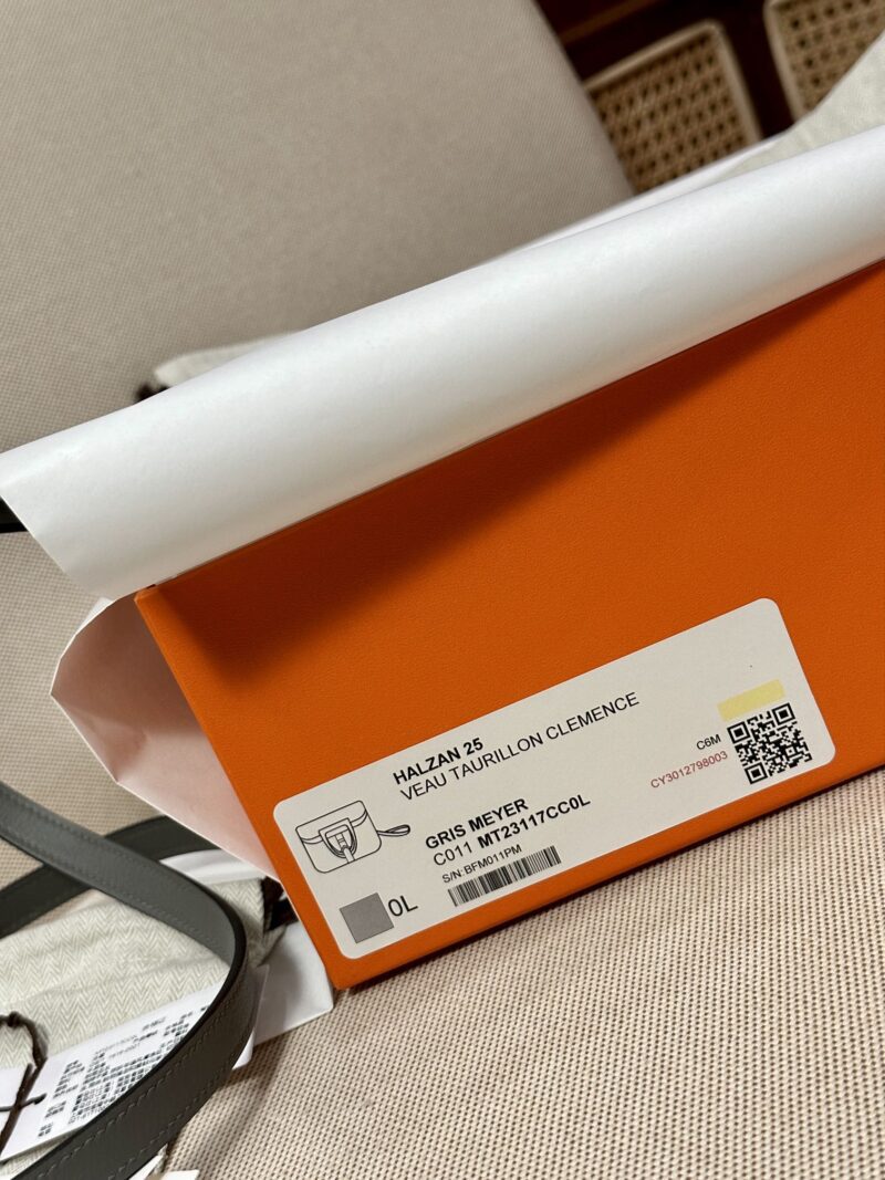 Hermès Halzan 25 Evercolor Gris Meyer Silver Hardware - Image 9