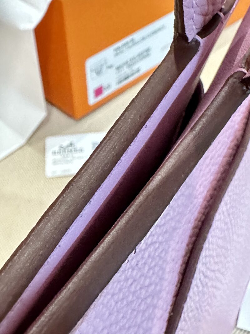 Hermès Halzan 25 Taurillon Clemence & Swift Mauve Sylvestre Silver Hardware - Image 6
